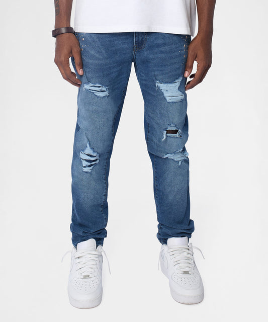 Starburst Studded Skinny Jeans - Blue | Reason Clothing Sale