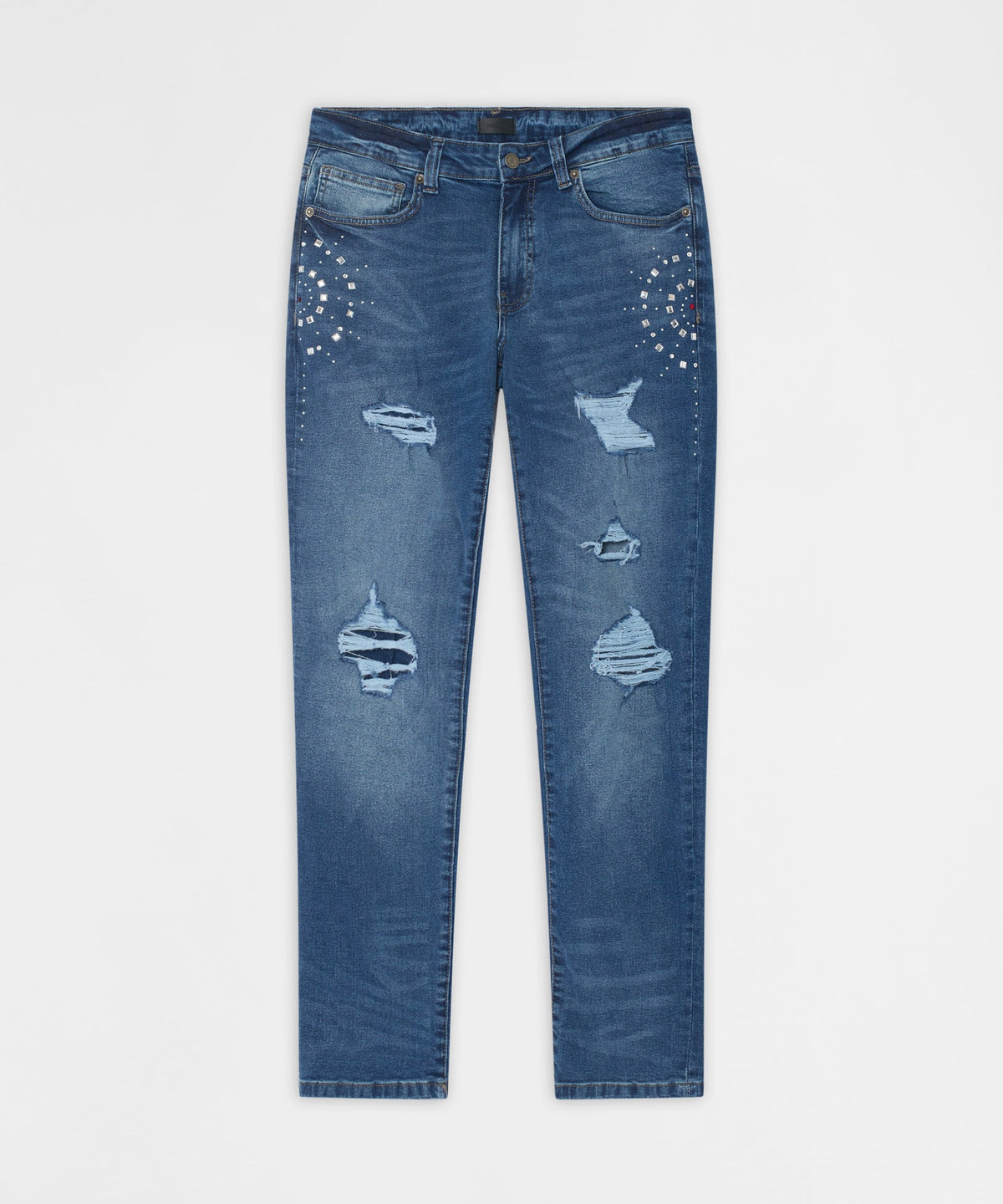 Starburst Studded Skinny Jeans - Blue | Reason Clothing Sale