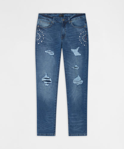 Starburst Studded Skinny Jeans - Blue | Reason Clothing Sale