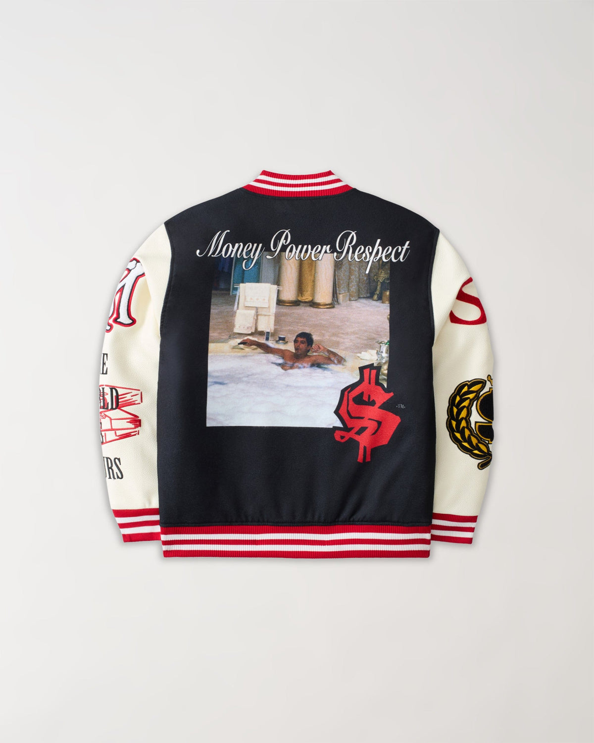Scarface Power PU Sleeves Varsity Jacket - Black | Reason Clothing Deals