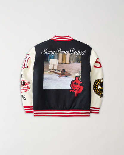 Scarface Power PU Sleeves Varsity Jacket - Black | Reason Clothing Deals