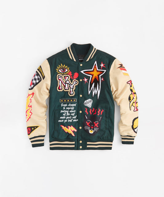 Super Fly Chenille Varsity Jacket - Green | Reason Clothing Quality