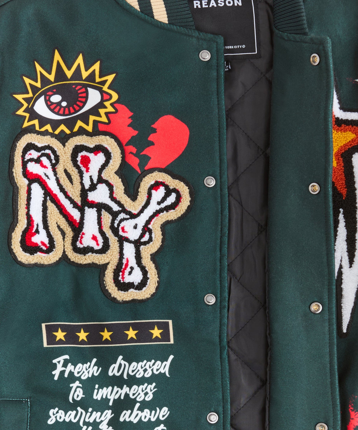 Super Fly Chenille Varsity Jacket - Green | Reason Clothing Quality