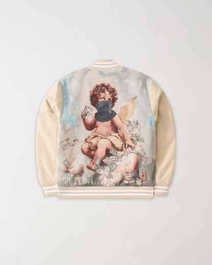 Cherub Tapestry Varsity Jacket - Khaki | Reason Clothing Popular