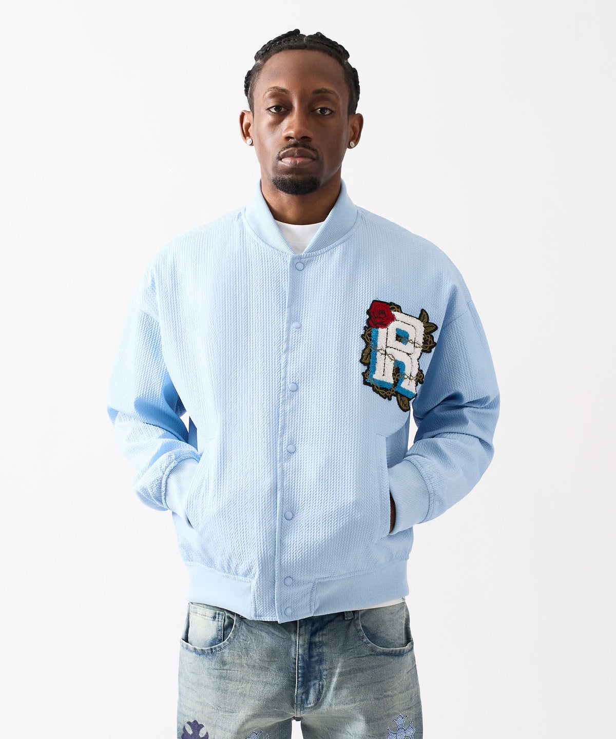 Coaches Chenille Jacket - Light Blue | Reason Clothing Deals