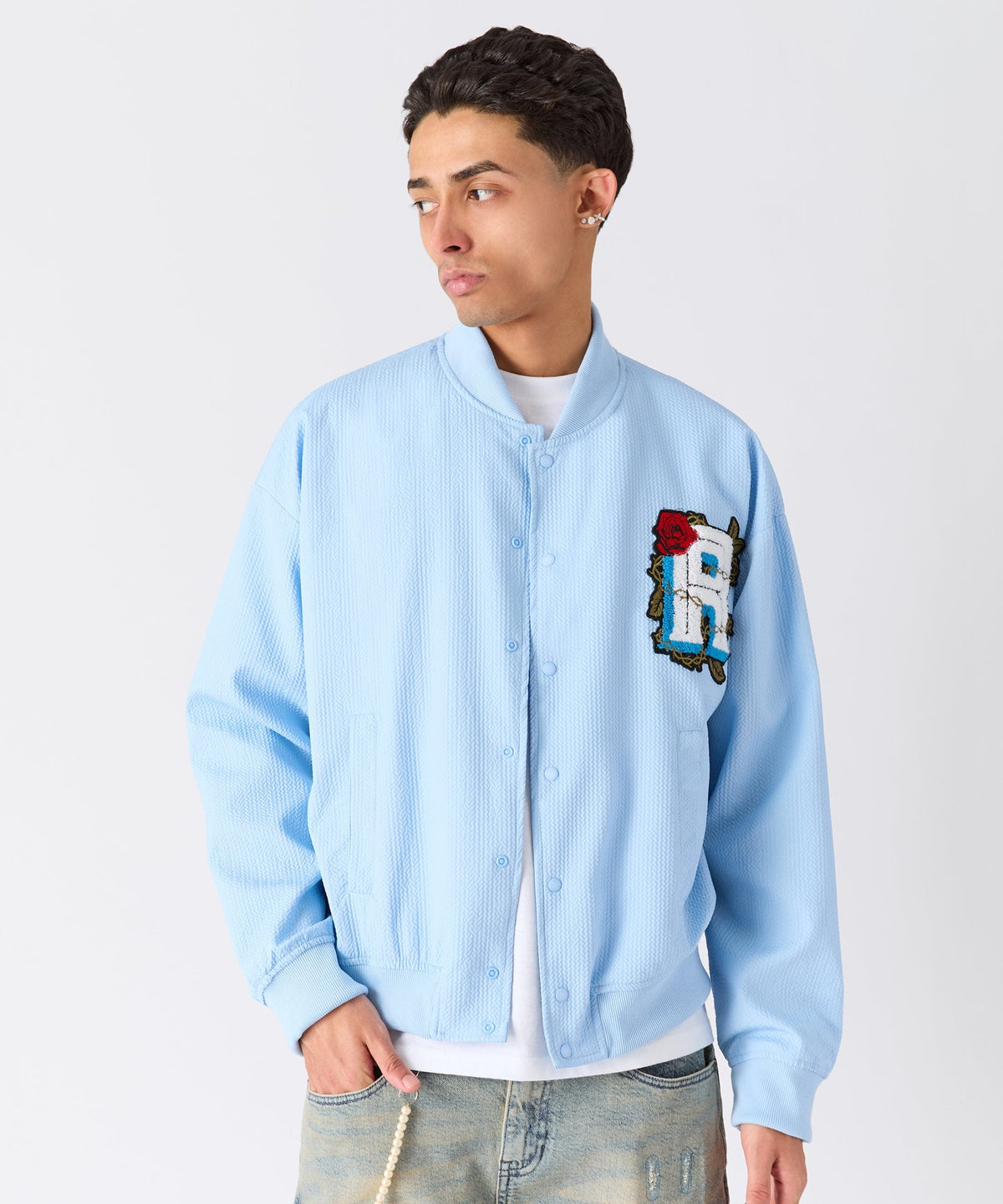 Coaches Chenille Jacket - Light Blue | Reason Clothing Deals