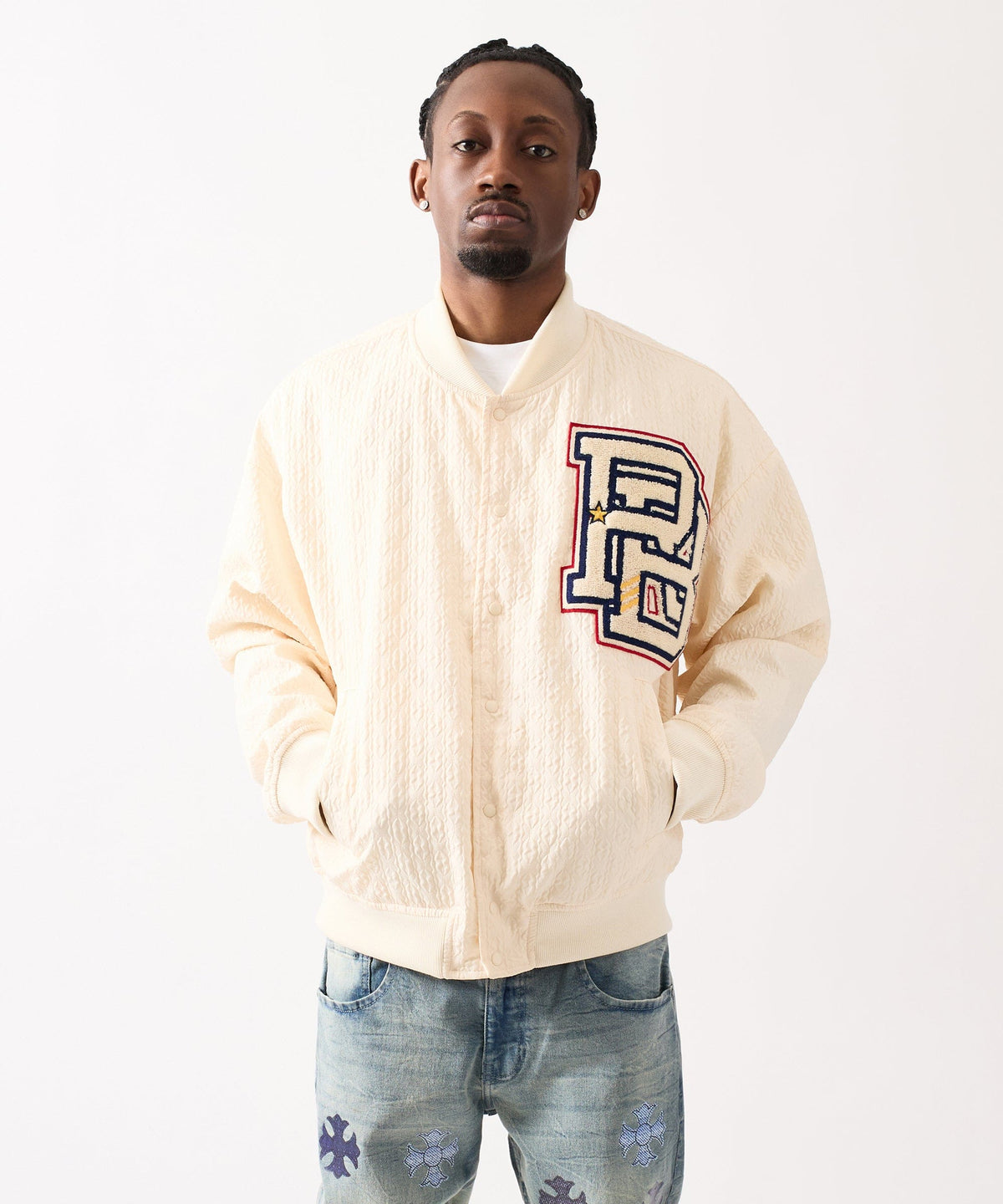 Coaches Chenille Jacket - White | Reason Clothing Essential