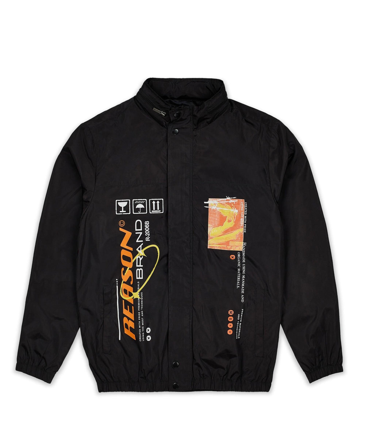 Flame Nylon Hidden Zip Hood Jacket | Reason Clothing Latest