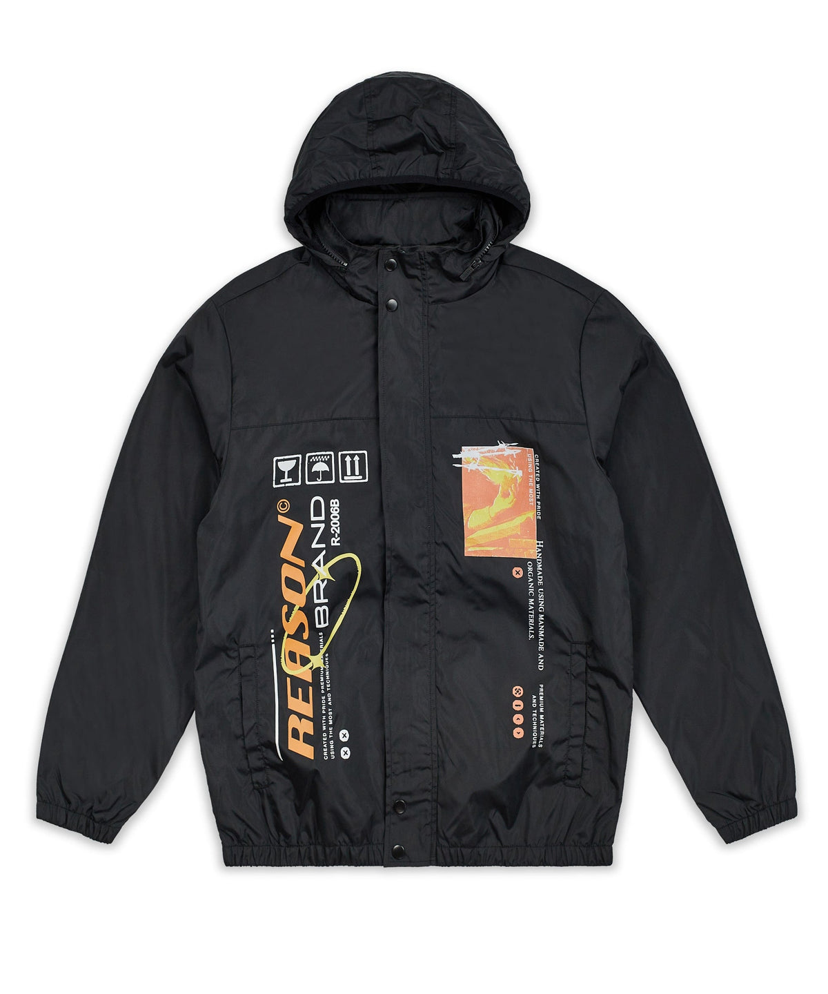 Flame Nylon Hidden Zip Hood Jacket | Reason Clothing Latest