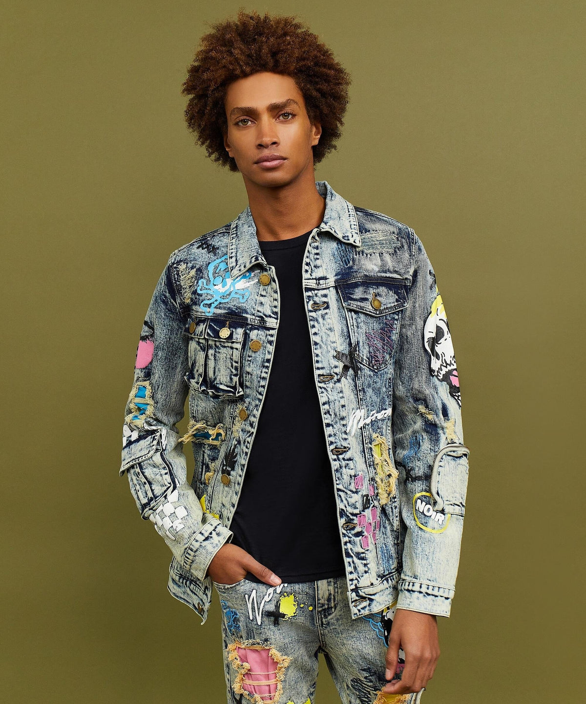 Skull Multi Patched Embroidery Denim Jacket | Reason Clothing Sale