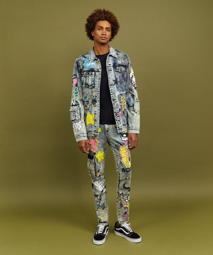 Skull Multi Patched Embroidery Denim Jacket | Reason Clothing Sale