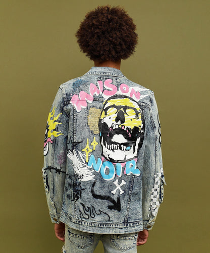 Skull Multi Patched Embroidery Denim Jacket | Reason Clothing Sale