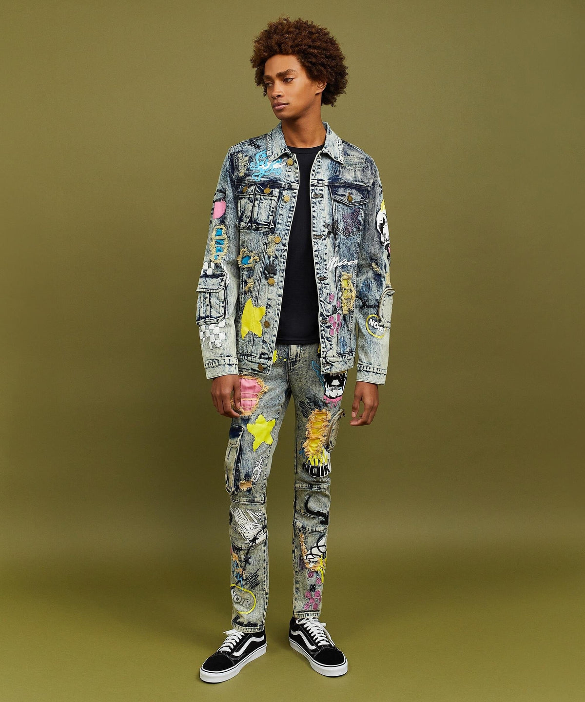 Skull Multi Patched Embroidery Denim Jacket | Reason Clothing Sale