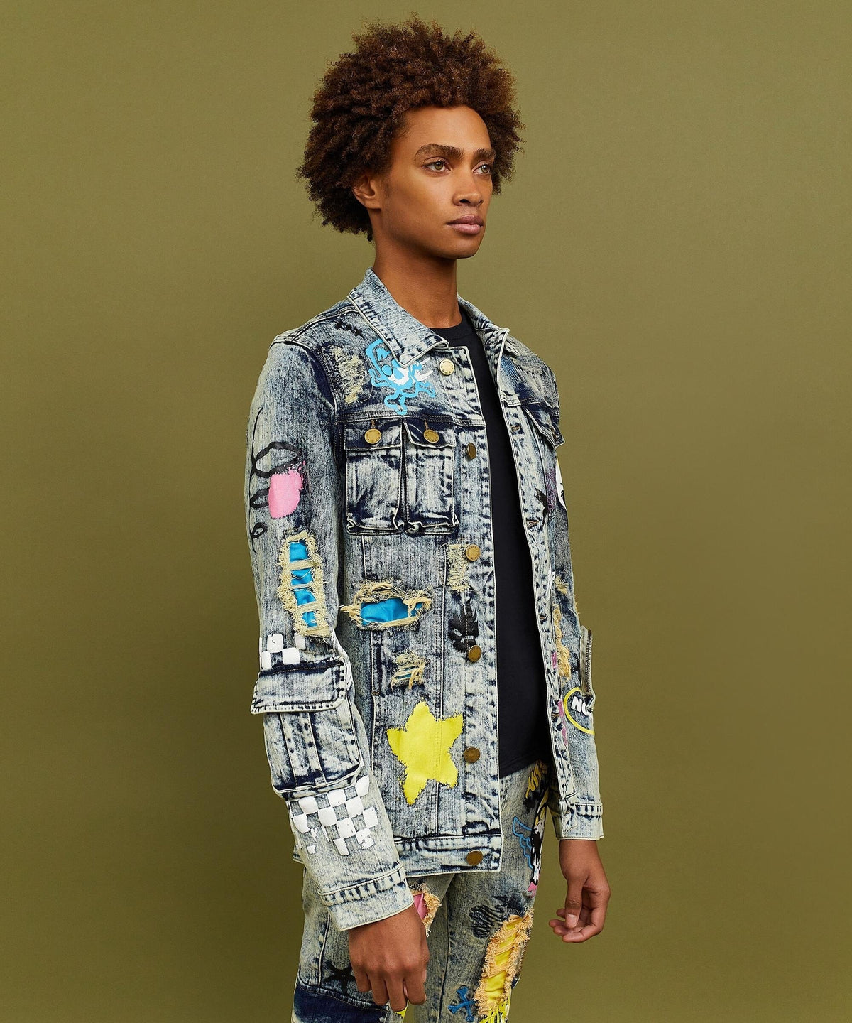 Skull Multi Patched Embroidery Denim Jacket | Reason Clothing Sale