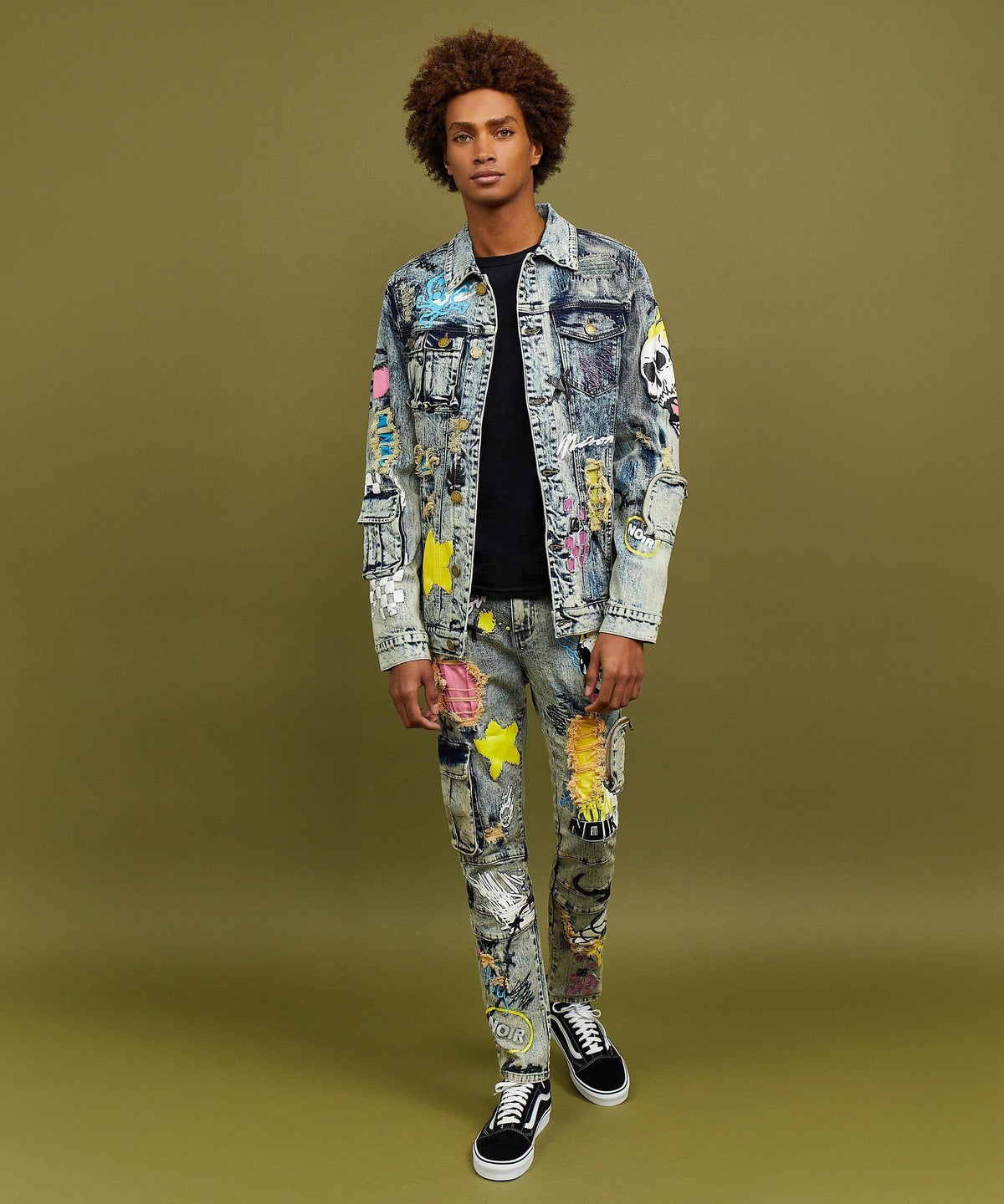 Skull Multi Patched Embroidery Denim Jacket | Reason Clothing Sale