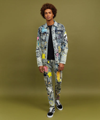 Skull Multi Patched Embroidery Denim Jacket | Reason Clothing Sale