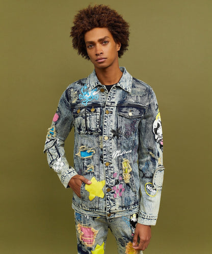 Skull Multi Patched Embroidery Denim Jacket | Reason Clothing Sale