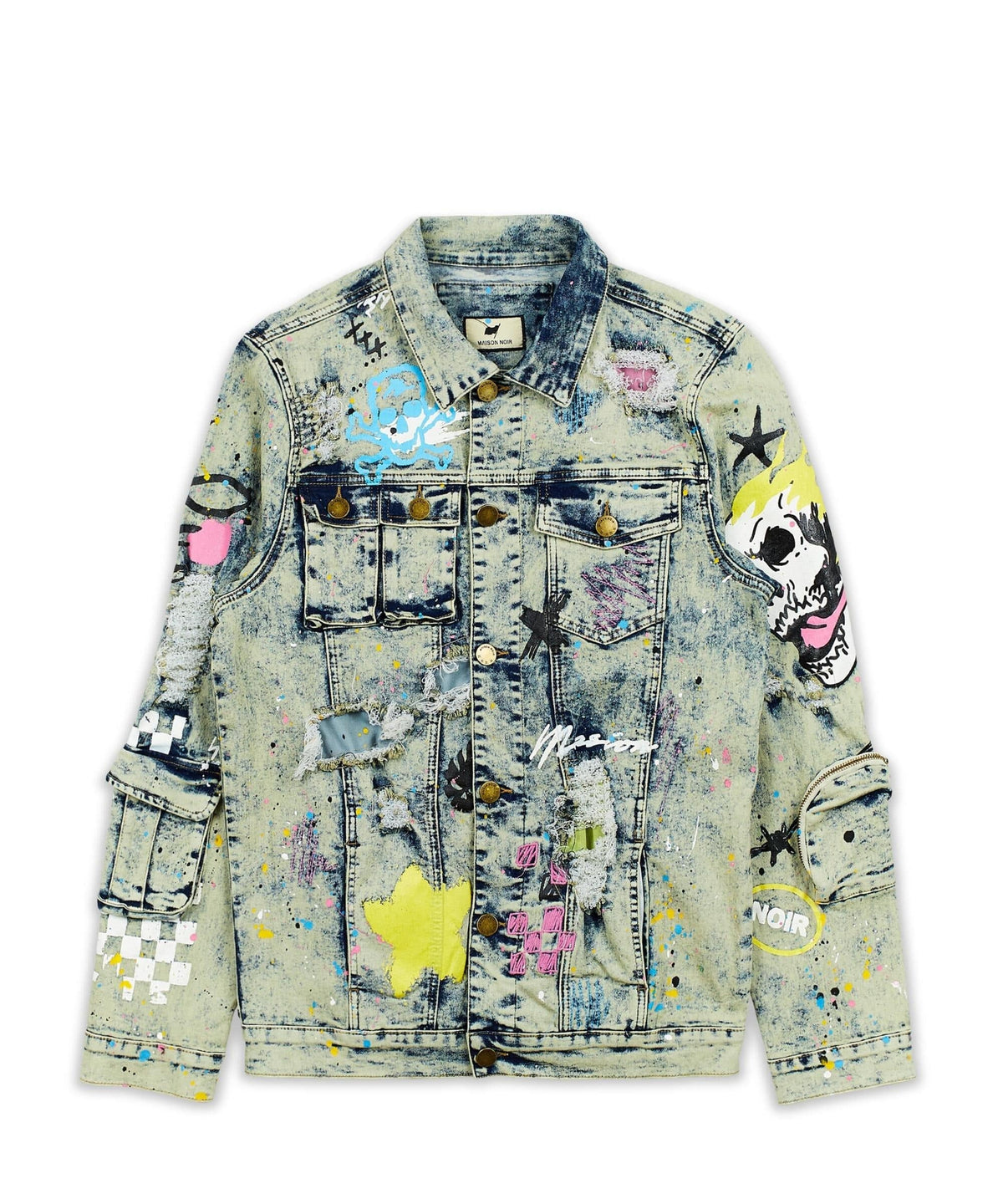 Skull Multi Patched Embroidery Denim Jacket | Reason Clothing Sale