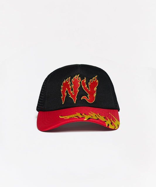 NY Graphic Trucker Hat - Black/Red | Reason Clothing Essential