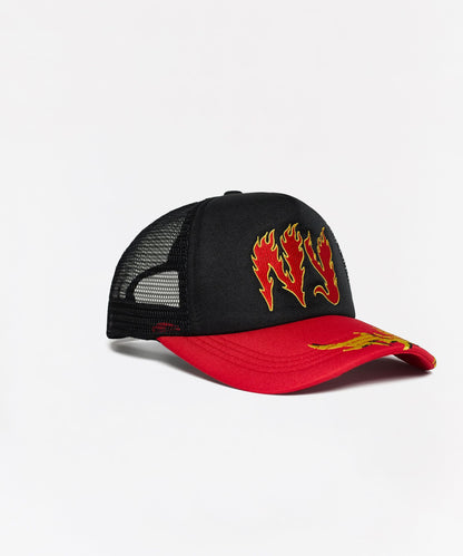 NY Graphic Trucker Hat - Black/Red | Reason Clothing Essential