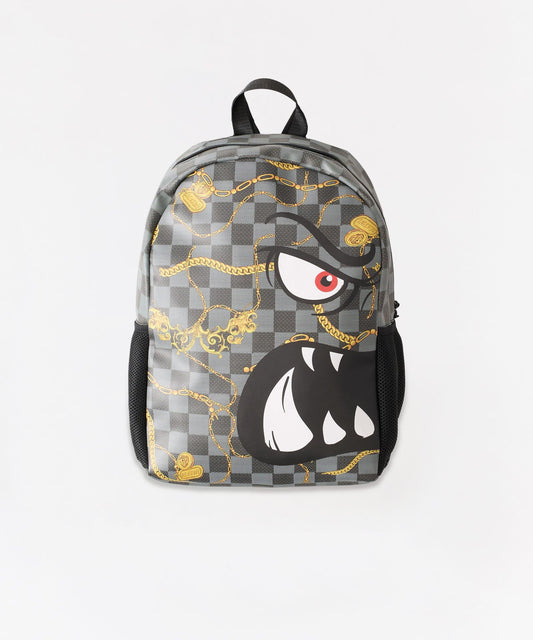 Face Patterned Graphic PU Backpack - Black | Reason Clothing Best Seller