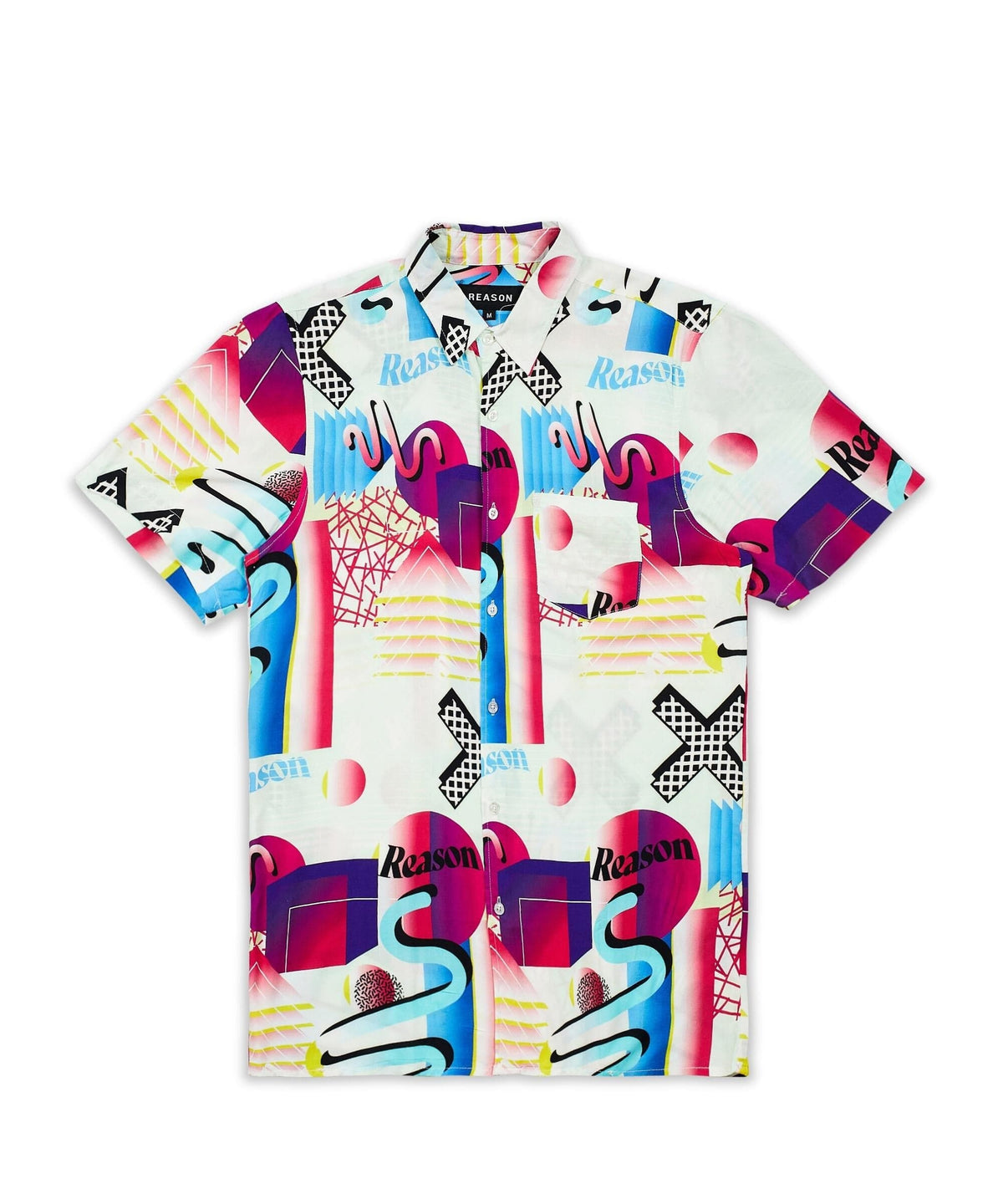Geo Shape Viscose Button-Down Short Sleeve Shirt - Multicolor | Reason Clothing Featured
