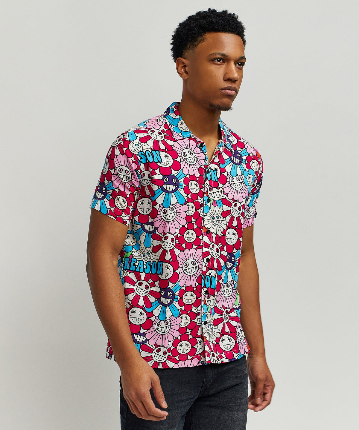 Sunflower Viscose Button-Down Short Sleeve Shirt - Multicolor | Reason Clothing Quality