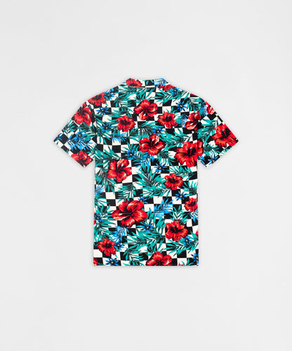 Floral Check Viscose Button-Down Short Sleeve Short | Reason Clothing Recommended