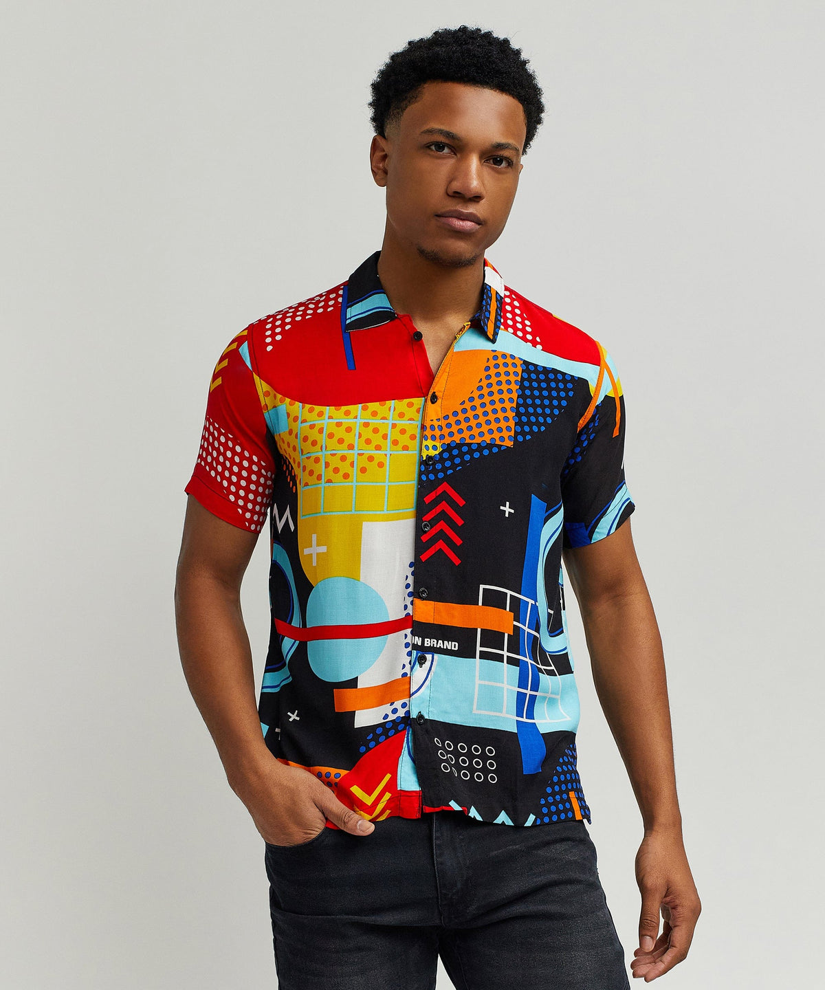 Retro Grid Viscose Button-Down Short Sleeve Shirt | Reason Clothing Trusted