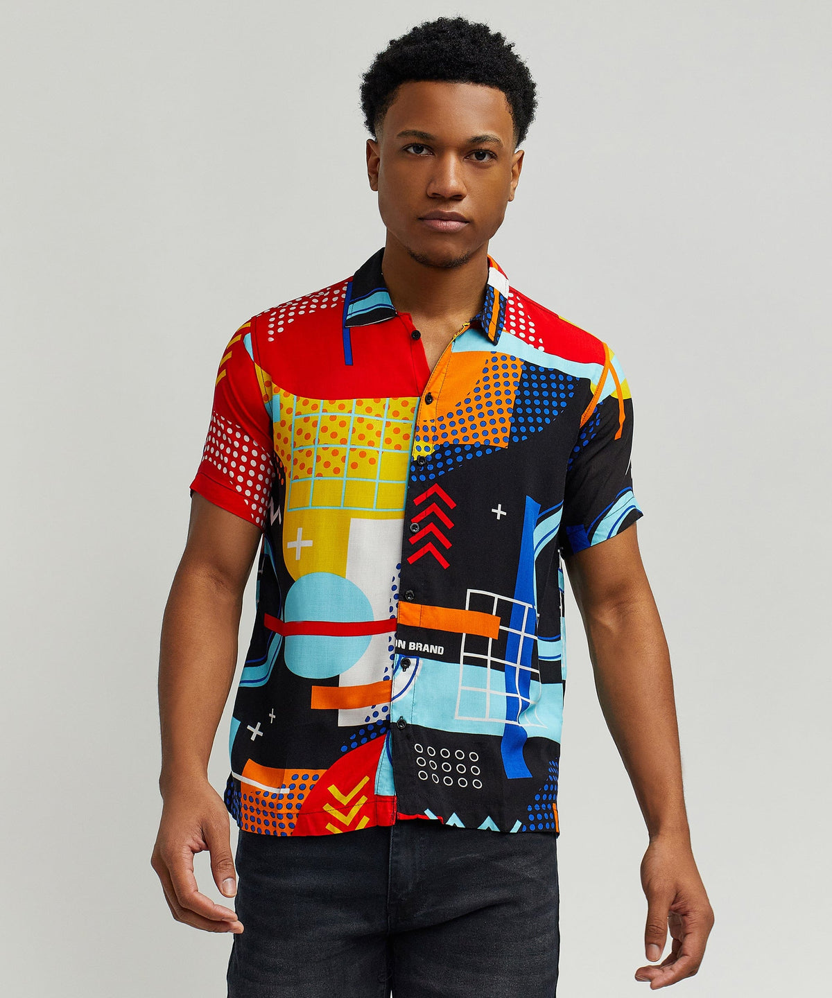 Retro Grid Viscose Button-Down Short Sleeve Shirt | Reason Clothing Trusted