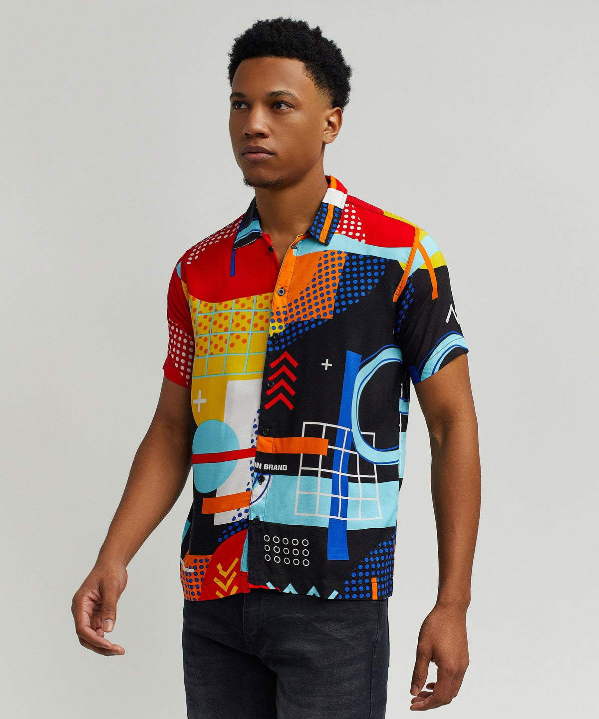 Retro Grid Viscose Button-Down Short Sleeve Shirt | Reason Clothing Trusted