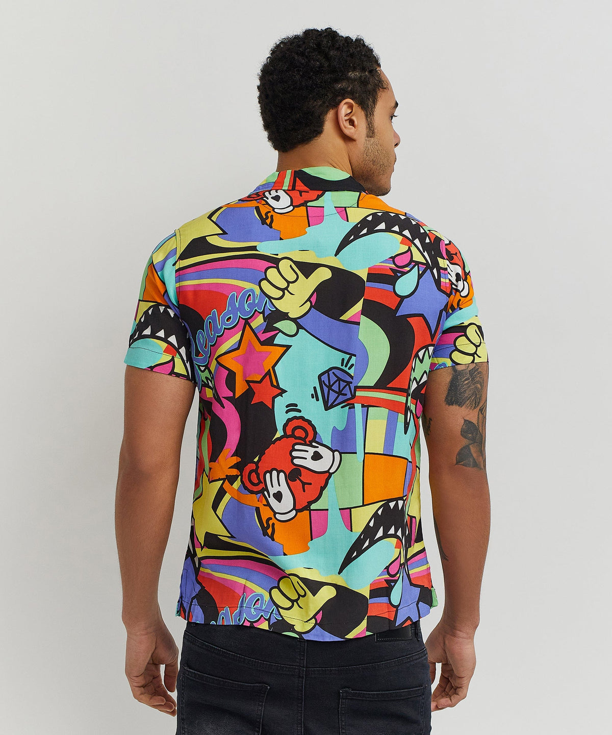 Trippy Viscose Button-Down Short Sleeve Shirt - Multicolor | Reason Clothing Trusted