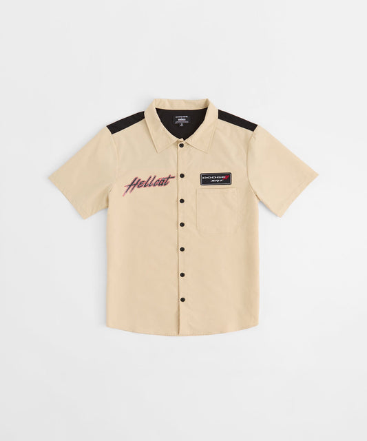 Dodge Hellcat Mechanics Button Down Shirt - Khaki | Reason Clothing Discount