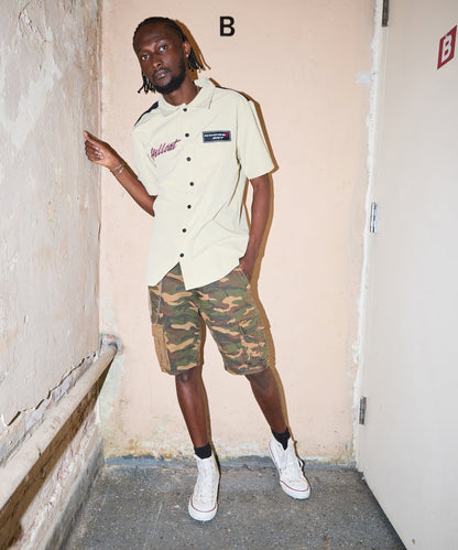 Dodge Hellcat Mechanics Button Down Shirt - Khaki | Reason Clothing Discount