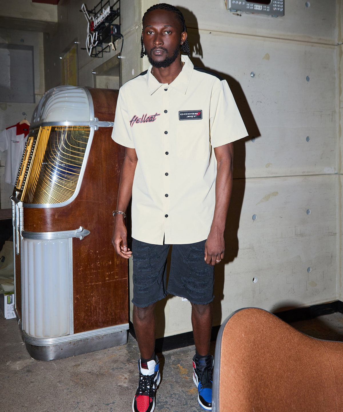 Dodge Hellcat Mechanics Button Down Shirt - Khaki | Reason Clothing Discount