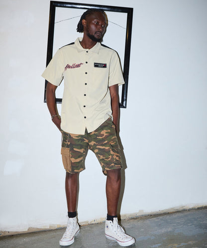 Dodge Hellcat Mechanics Button Down Shirt - Khaki | Reason Clothing Discount