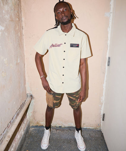 Dodge Hellcat Mechanics Button Down Shirt - Khaki | Reason Clothing Discount