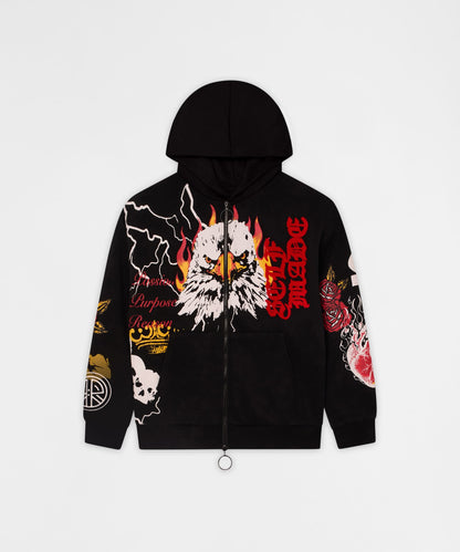 First Class Chenille Full Zip Hoodie - Black | Reason Clothing Hot Sale