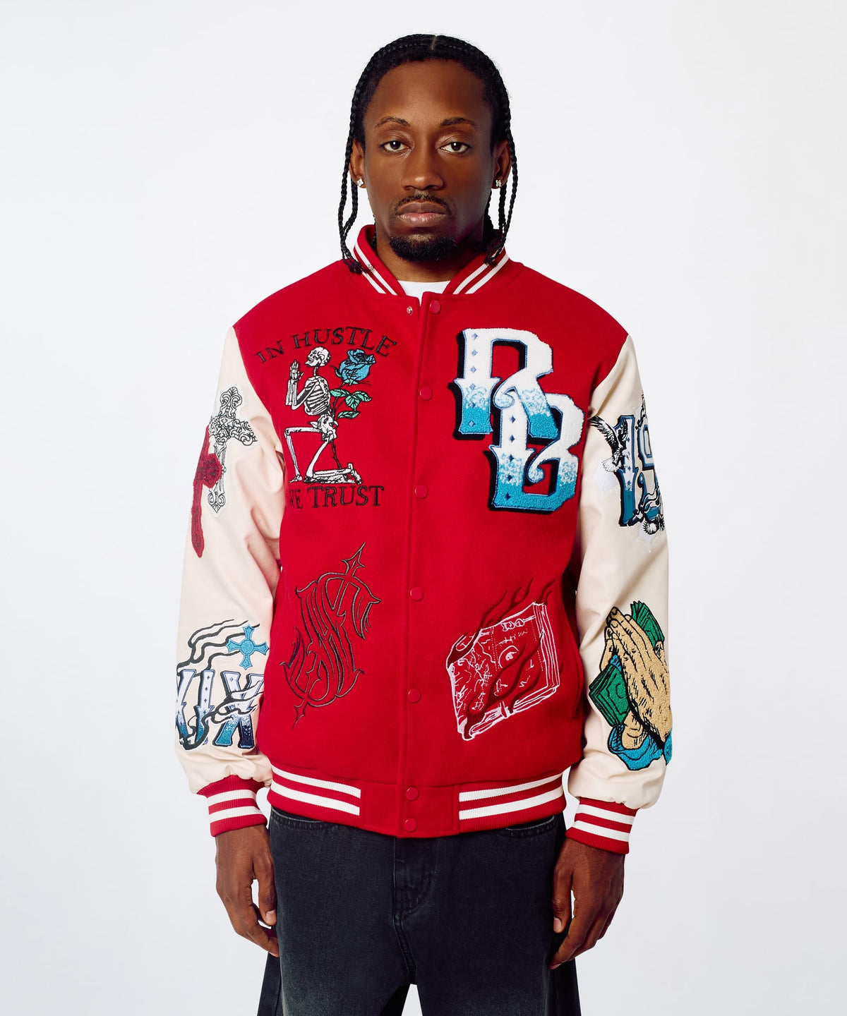 Self Made Faux Leather Sleeve Jacket - Red | Reason Clothing Exclusive