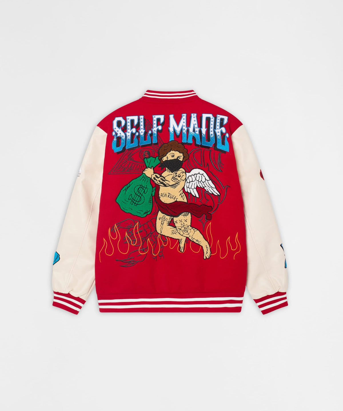 Self Made Faux Leather Sleeve Jacket - Red | Reason Clothing Exclusive