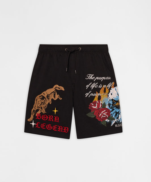 First Class Embroidered Fleece Short - Black | Reason Clothing Exclusive