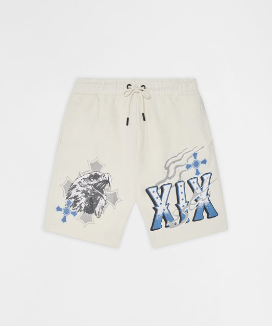 Crosses Embroidered Fleece Short - Cream | Reason Clothing Smart Buy