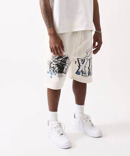Crosses Embroidered Fleece Short - Cream | Reason Clothing Smart Buy