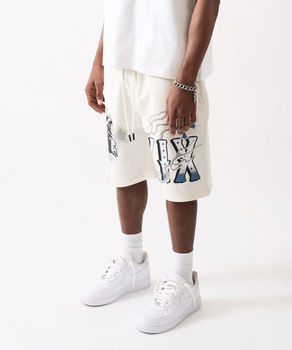Crosses Embroidered Fleece Short - Cream | Reason Clothing Smart Buy