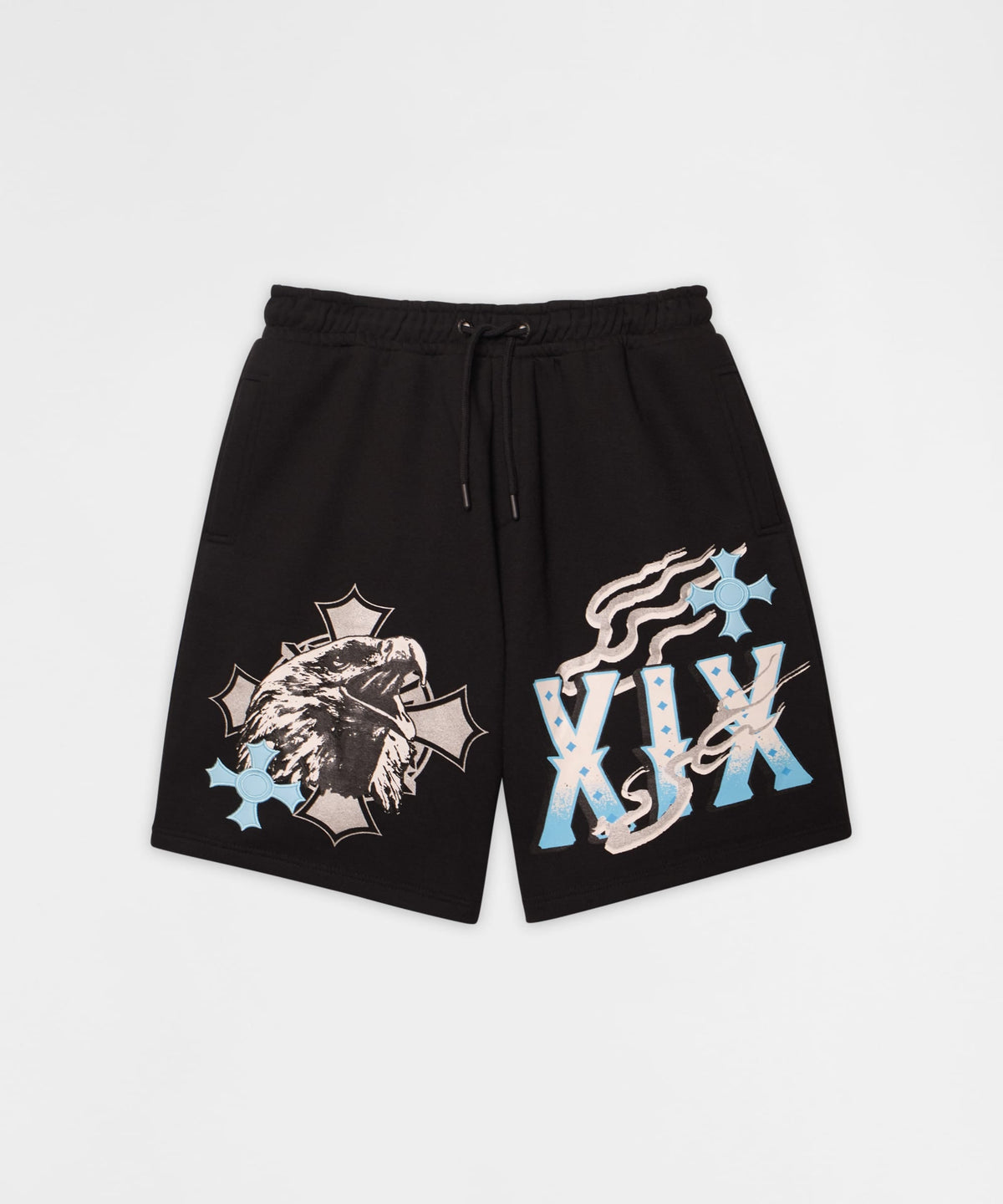 Crosses Embroidered Fleece Short - Black | Reason Clothing Deals