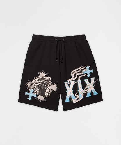 Crosses Embroidered Fleece Short - Black | Reason Clothing Deals