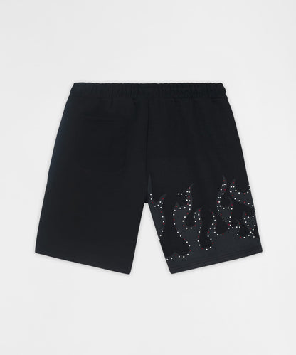 Built In Fire Rhinestone Shorts - Black | Reason Clothing Signature