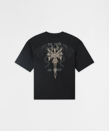 No Risk Interlock Embroidered Short Sleeve Tee - Black | Reason Clothing Best Price