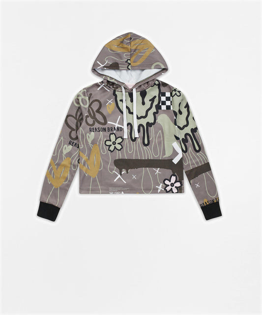 Doodle Women's Graphic Pull-over Long Sleeve Hoodie - Brown | Reason Clothing Best Price