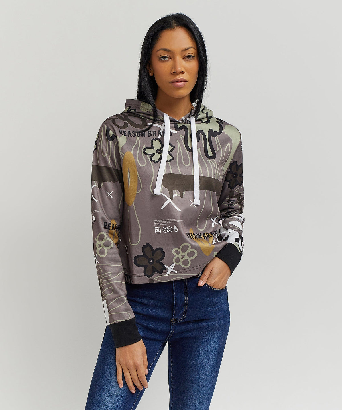 Doodle Women's Graphic Pull-over Long Sleeve Hoodie - Brown | Reason Clothing Best Price